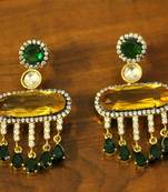 Yellow American Diamonds Onyx Yellow Gold Danglers Drops