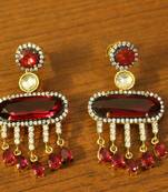 Red American Diamonds Ruby Yellow Gold Danglers Drops