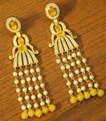 Yellow American Diamonds Onyx Yellow Gold Danglers Drops