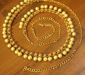 Yellow Polki Pearl Yellow Gold Waist Belt 1