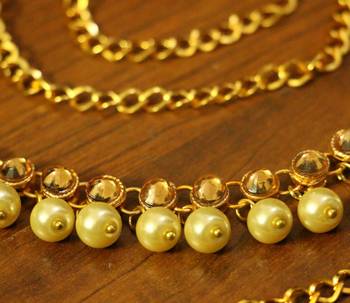 Yellow Polki Pearl Yellow Gold Waist Belt 2