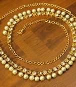 White Polki Zircon Yellow Gold Waist Belt