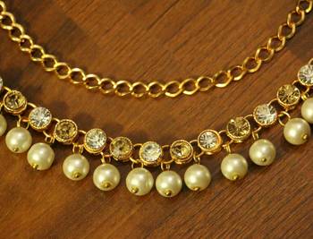 White Polki Zircon Yellow Gold Waist Belt 2