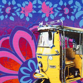 Shekhawati Auto Rickshaw Canvas and Faux Leather Tote Bag 5