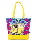 Yellow Auto Rickshaw Canvas and Faux Leather Tote Bag