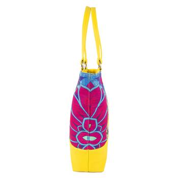 Yellow Auto Rickshaw Canvas and Faux Leather Tote Bag 2