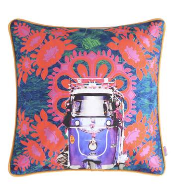 Purple taxi glaze cotton cushion cover 16x16 inches 1