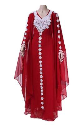 Maroon Georgette Farasha With Zari And Stone Embroidery Work 1