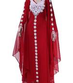 Maroon Georgette Farasha With Zari And Stone Embroidery Work