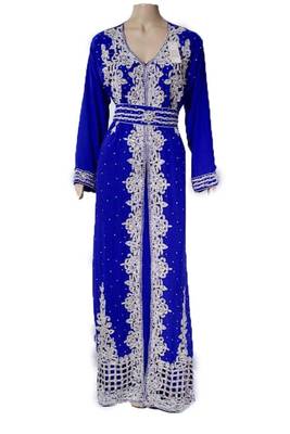 Blue Georgette Islamic Kaftan With Zari And Stone Embroidery Work 1