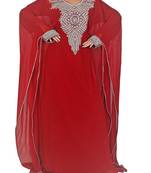 Red Georgette Farasha With Zari And Stone Embroidery Work