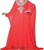Red Georgette Farasha With Zari And Stone Embroidery Work
