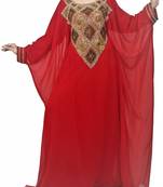 Red Georgette Farasha With Zari And Stone Embroidery Work