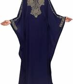 Navy Blue Georgette Farasha With Zari And Stone Embroidery Work