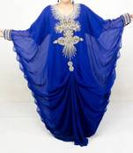 Blue Georgette Farasha With Zari And Stone Embroidery Work