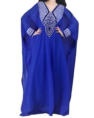 Blue Georgette Farasha With Zari And Stone Embroidery Work 1