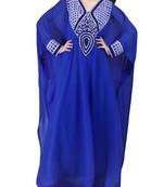 Blue Georgette Farasha With Zari And Stone Embroidery Work