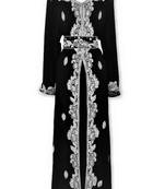 Black Georgette Islamic Kaftan With Zari And Stone Embroidery Work