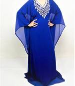 Blue Georgette Farasha With Zari And Stone Embroidery Work
