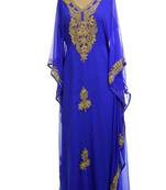 Blue Georgette Farasha With Zari And Stone Embroidery Work