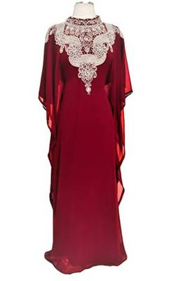 Maroon Georgette Farasha With Zari And Stone Embroidery Work 1