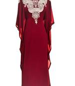 Maroon Georgette Farasha With Zari And Stone Embroidery Work