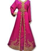 Pink Georgette Islamic Kaftan With Zari And Stone Embroidery Work