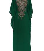 Green Georgette Farasha With Zari And Stone Embroidery Work