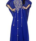 Blue Georgette Farasha With Zari And Stone Embroidery Work