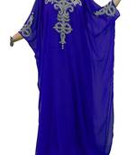 Blue Georgette Farasha With Zari And Stone Embroidery Work