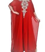 Red Georgette Farasha With Zari And Stone Embroidery Work