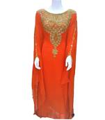 Orange Georgette Farasha With Zari And Stone Embroidery Work