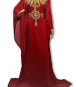 Maroon Georgette Farasha With Zari And Stone Embroidery Work