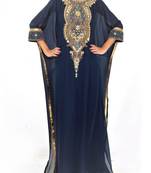 Navy Blue Georgette Farasha With Zari And Stone Embroidery Work
