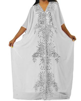 White Georgette Farasha With Zari And Stone Embroidery Work 1