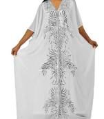 White Georgette Farasha With Zari And Stone Embroidery Work