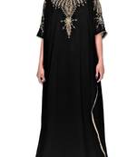 Black Georgette Farasha With Zari And Stone Embroidery Work