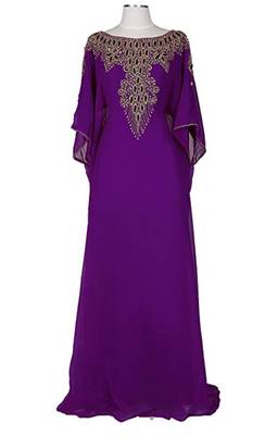 Purple Georgette Farasha With Zari And Stone Embroidery Work 1