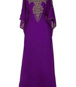 Purple Georgette Farasha With Zari And Stone Embroidery Work
