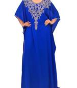 Blue Georgette Farasha With Zari And Stone Embroidery Work