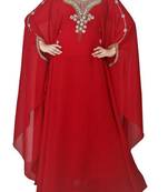 Red Georgette Farasha With Zari And Stone Embroidery Work