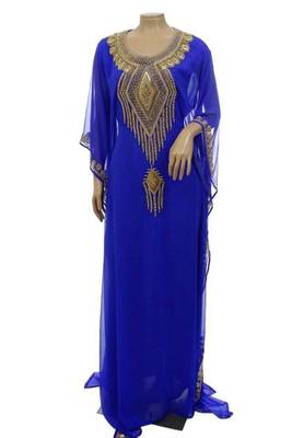 Blue Georgette Farasha With Zari And Stone Embroidery Work 1