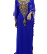 Blue Georgette Farasha With Zari And Stone Embroidery Work