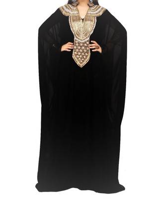 Black Georgette Farasha With Zari And Stone Embroidery Work 1