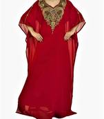 Maroon Georgette Farasha With Zari And Stone Embroidery Work