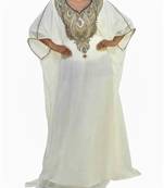 White Georgette Farasha With Zari And Stone Embroidery Work