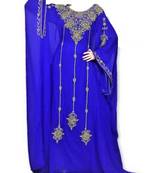 Blue Georgette Farasha With Zari And Stone Embroidery Work
