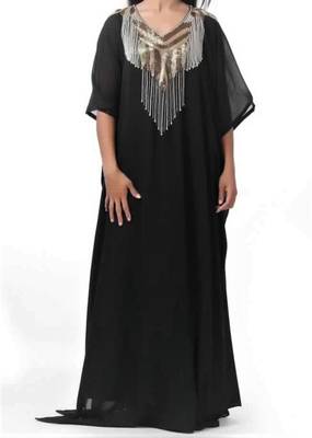 Black Georgette Farasha With Zari And Stone Embroidery Work 1