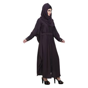 Purple Nida Designer Zipper Front Open Kaftan Style Abaya 2
