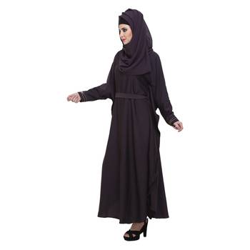 Purple Nida Designer Zipper Front Open Kaftan Style Abaya 3